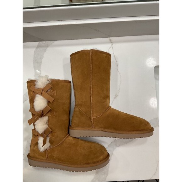 Koolaburra Shoes - Koolaburra by UGG Victoria Tall Boot Suede and Shearling Bow-Tied Size 8